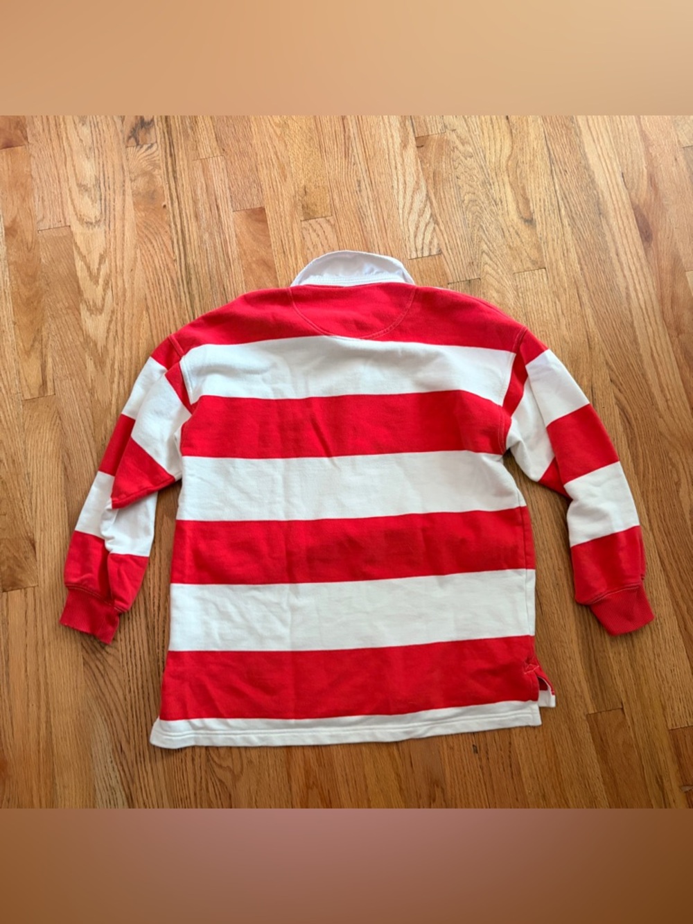 aerie Oversized Rugby Polo Top - Red & White Medium - Picture 11 of 11